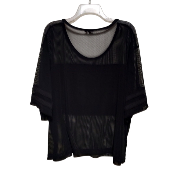 Bebe Sport Black Mesh Logo Active Top Boxy T-Shirt - Picture 3 of 11
